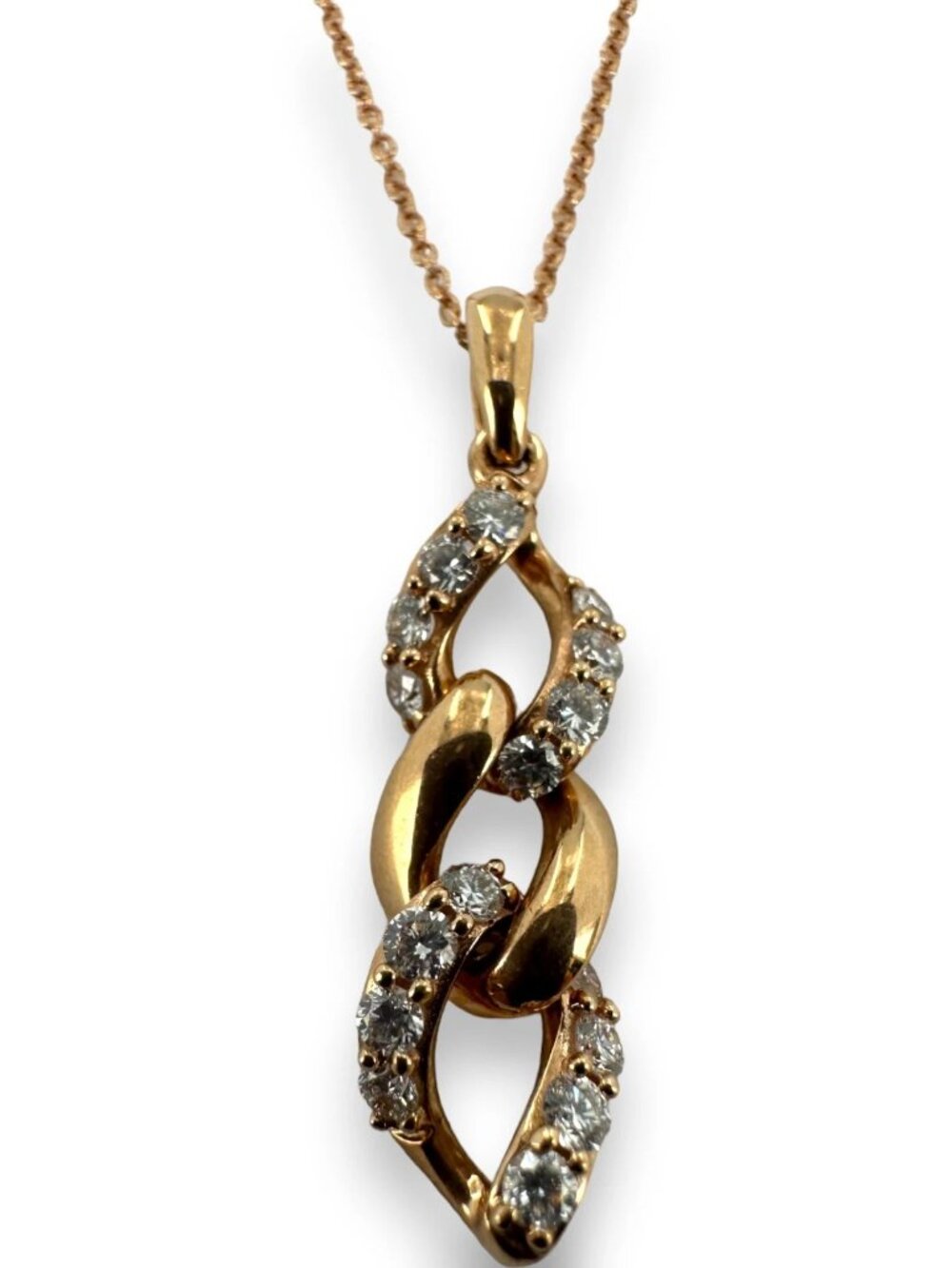 Le Vian 14kt Rose Gold 18" Necklace Rose Gold Diamond Curb Chain Drop Pendant